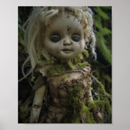 Póster Muñeca espeluznante de terror en el bosque