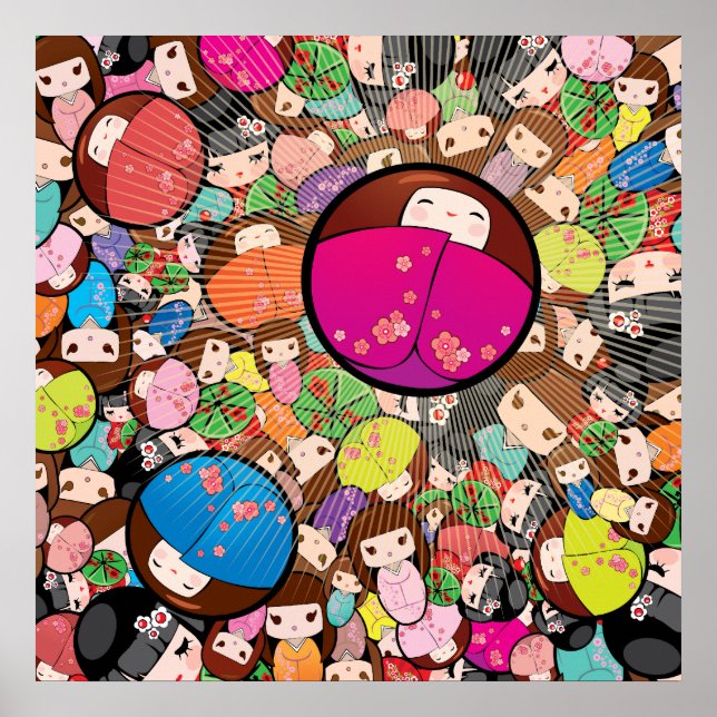 Póster Muñeca Kokeshi japonesa - Imprimir (Frente)
