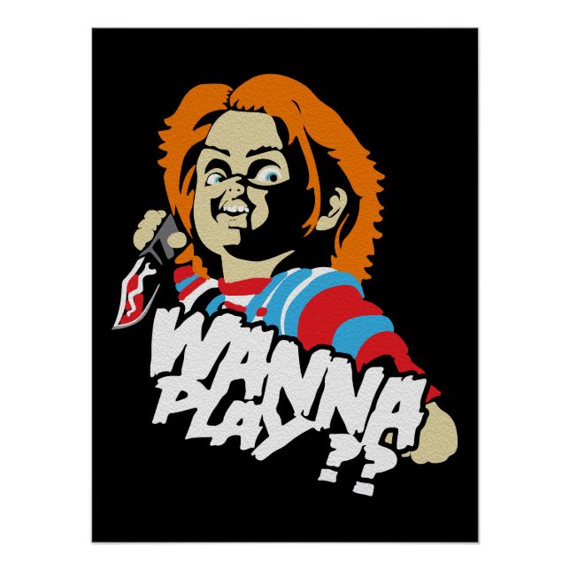 Póster Muñeca Oscura y Espeluznante ¿Quieres Jugar??!! (Anverso)