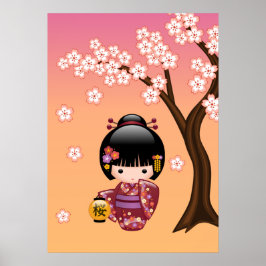 Póster Muñeca Sakura Kokeshi - Chica de Geisha en la Enví