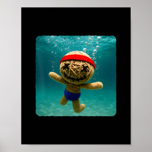 Póster Muñeca Vudú Buceo Bajo El Agua Océano Buzo Nadando