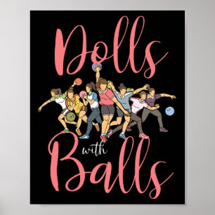 Póster Muñecas con mujeres Chicas de Bowling Team League