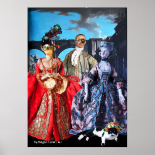 PÓSTER MUÑECAS ITALIANAS ANTIGUAS FIESTA DE DISFRACES DE