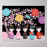 Muñecas kokeshi japonesas negras