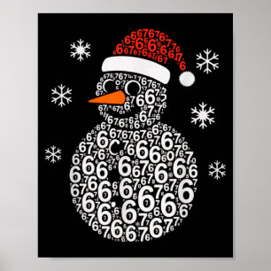 Póster Muñeco de nieve 67 Seis Siete 6 7 Meme Navidad Div