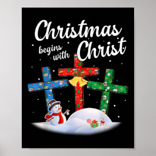 Póster Muñeco de nieve de Cristo comienza con cruz cristi