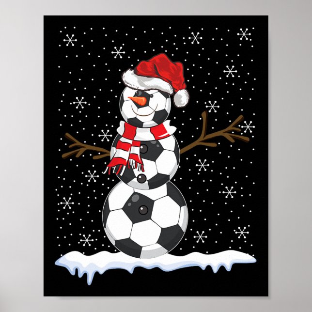 Póster Muñeco de nieve de fútbol con jersey feo de Navida (Frente)