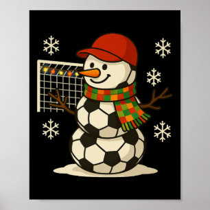Póster Muñeco de nieve de fútbol divertido Navidad Xmas n