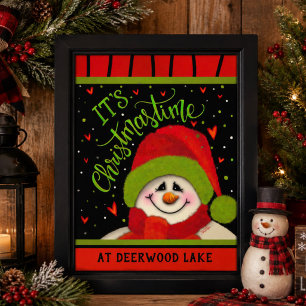 Póster Muñeco de nieve de Navidad del lago Deerwood