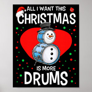 Póster Muñeco de nieve de Navidad divertido batería percu