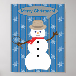 Póster Muñeco de nieve de Navidad divertido y elegante de