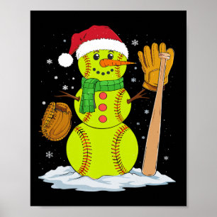 Póster Muñeco de nieve de Navidad Jarrón de Softbol para 