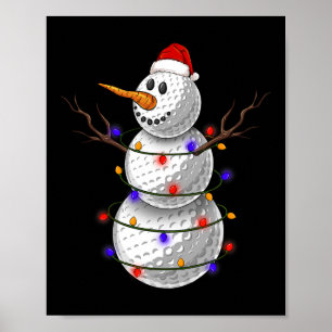 Póster Muñeco de nieve de pelota de golf Luces de Navidad