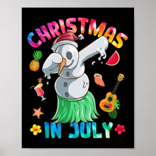 Póster Muñeco de nieve divertido haciendo dabbing Navidad