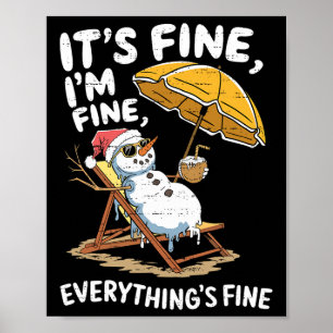 Póster Muñeco de nieve divertido Navidad en julio Xmas ve