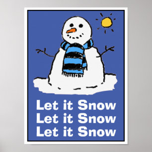 Póster Muñeco de nieve en un soleado día de invierno. Nav