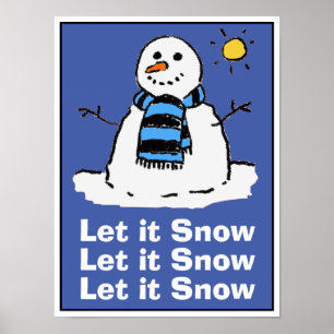 Póster Muñeco de nieve en un soleado día de invierno. Nav