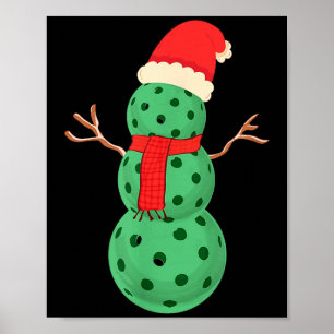 Póster Muñeco de nieve Pickleball - divertida Navidad pic