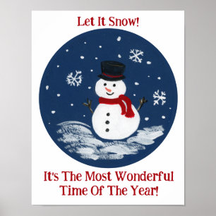 Póster Muñeco de nieve rojo tiempo maravilloso año PERSON
