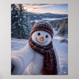 Póster Muñeco de nieve selfie