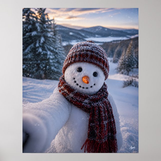 Póster Muñeco de nieve selfie (Frente)