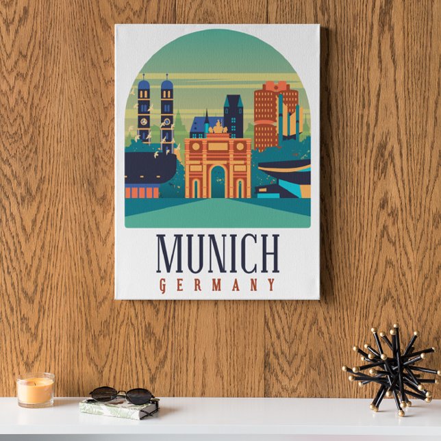 Póster Múnich Alemania Canvas (Munich Germany Vintage Travel Poster)