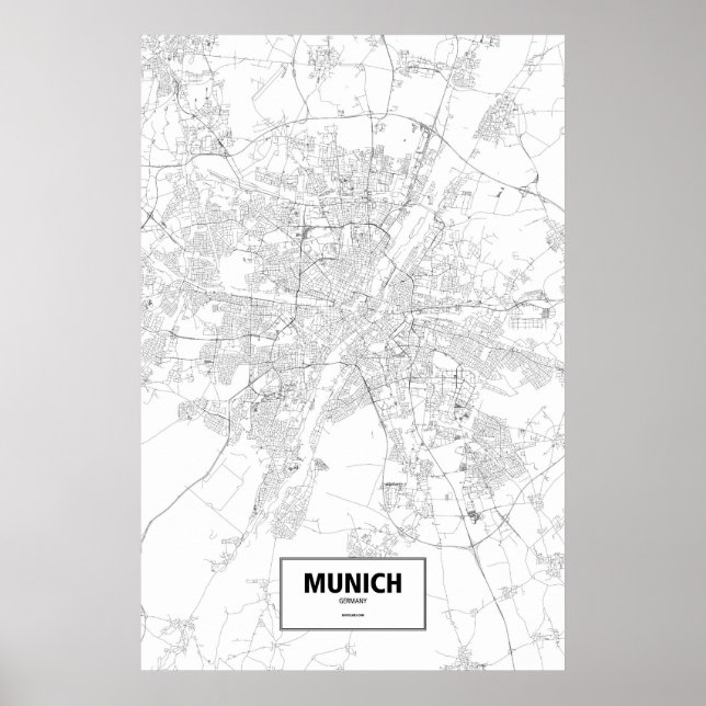 Póster Múnich, Alemania (negro sobre blanco) (Frente)
