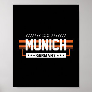 Póster Múnich Alemania Tipografía Moderna Diseño Gráfico