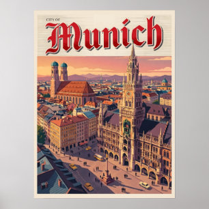 Póster Múnich Alemania Viaje Vintage