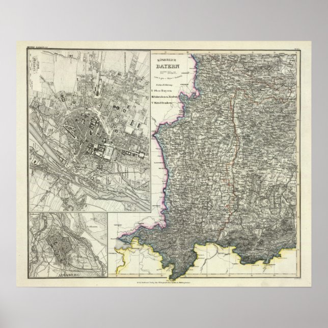 Póster Múnich, Augsburgo, Baviera (Frente)