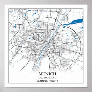 Póster Múnich Deutschland City Map Viaje simple