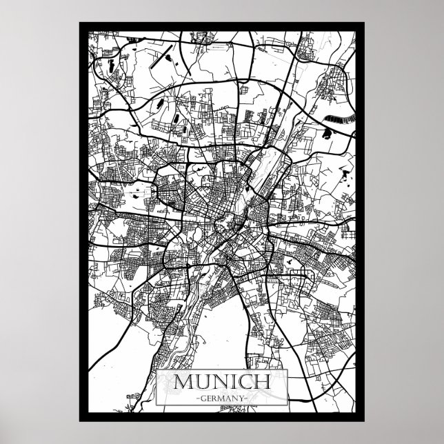 Póster Munich Germany City Map (Frente)