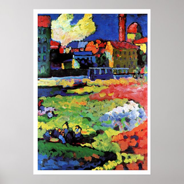 Póster Múnich-Schwabing con iglesia de Sta. Úrsula (Frente)