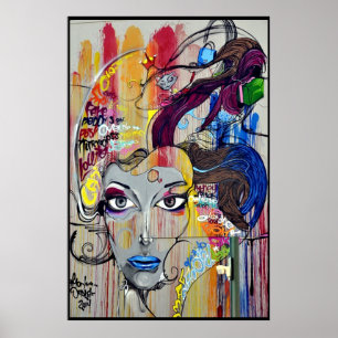 Poster mural del arte de la cara de la mujer