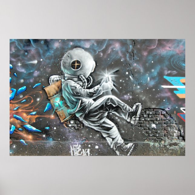 Póster Mural del astronauta en Astoria Queens Nueva York (Frente)