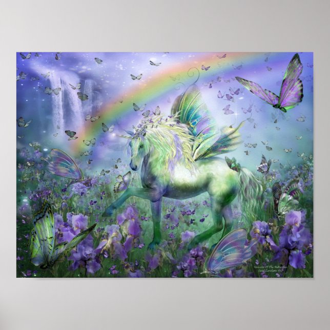 Póster Mural/Impresión De Unicornio De Mariposas (Frente)