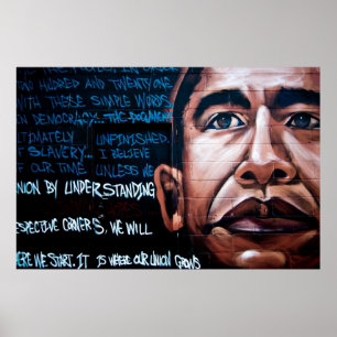 Póster Mural y discurso de Barack Obama, Brooklyn, Nueva 