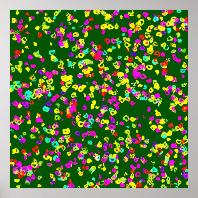 Póster Murales de flores abstractas patrón papel pintado  (Frente)