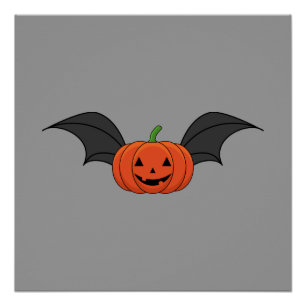 Póster Murciélago de calabaza de Halloween