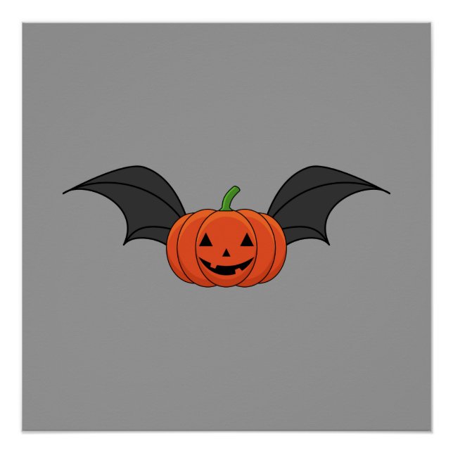 Póster Murciélago de calabaza de Halloween (Anverso)
