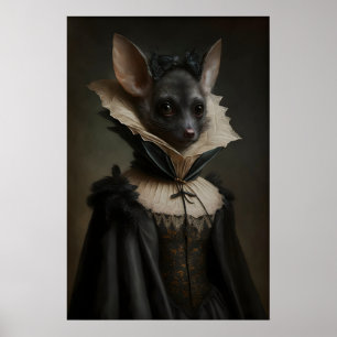 Póster Murciélago gótico vestido, cartel vintage, cartel