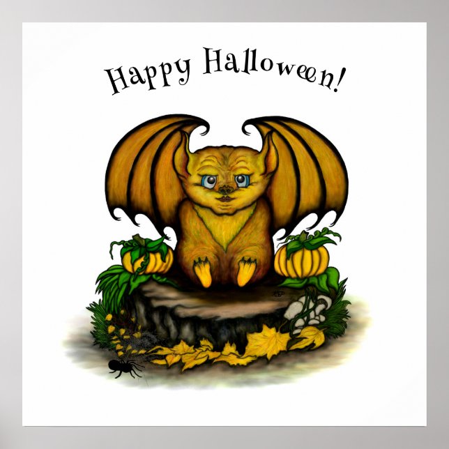 Póster Murciélago lindo de Halloween (Frente)