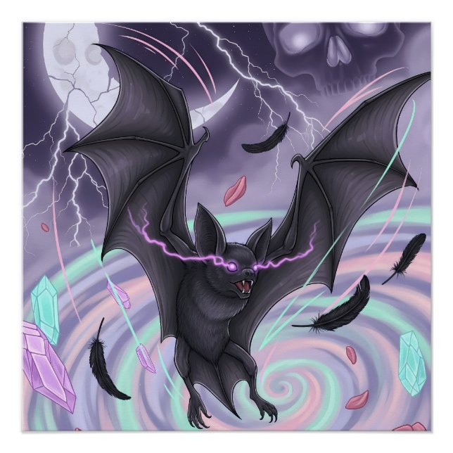 Póster Murciélago Místico Pastel Goth (Anverso)