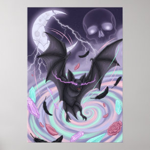 Póster Murciélago Místico Pastel Gótico