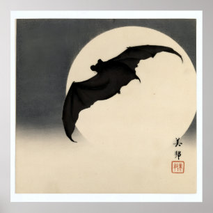 Póster Murciélago Vintage Antes de la Luna por Biho Takas