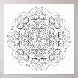 Póster Murciélagos de Halloween, fantasmas, cráneos y más