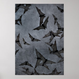 Póster Murciélagos En El Oscuro Cielo Nublado