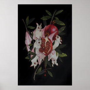 Póster Murciélagos Frutales Albinos Granada Dark Academia