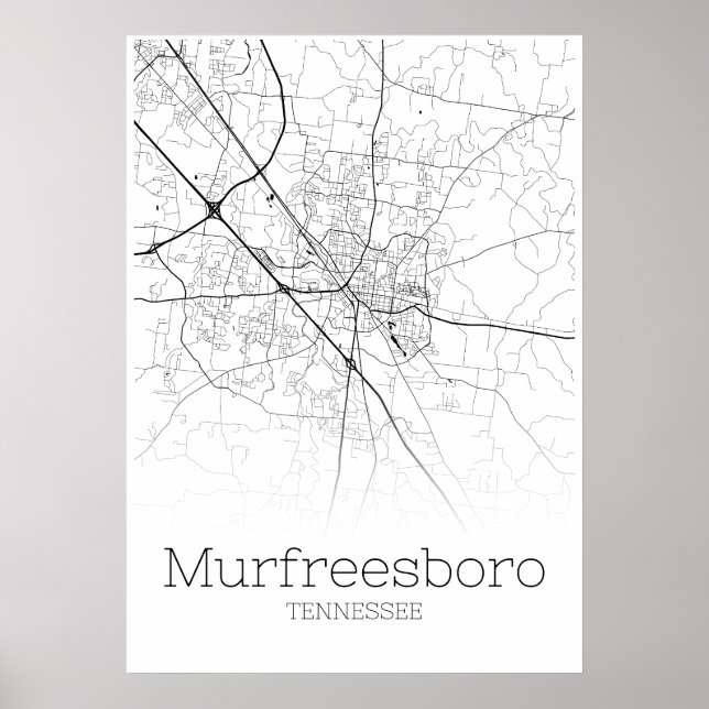 Póster Murfreesboro Map - Tennessee - City Map Poster (Frente)