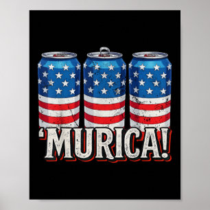 Póster Murica 4 de julio Latas de refresco de la bandera 